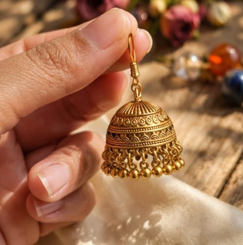 Royal Golden Jhumkas – Traditional Elegance Earrings for Women