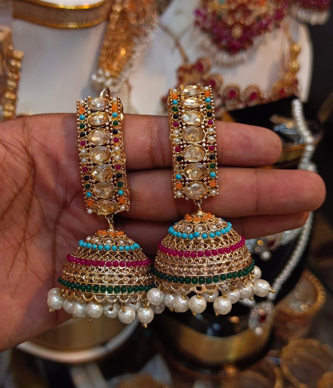 Rangoli Style Jhumkas