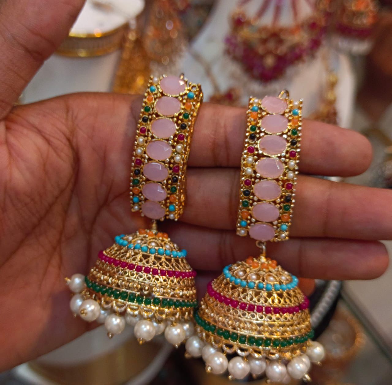 Rangoli Style Jhumkas