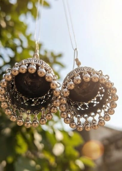 Elegant Silver Jhumkas – Classic Ethnic Earrings for Women